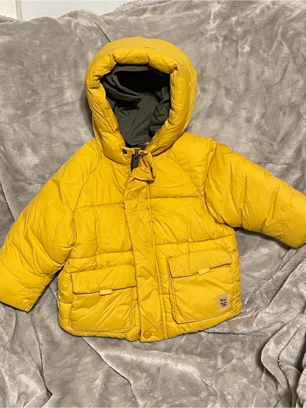 Zara Yellow Hooded Kids Puffer Jacket